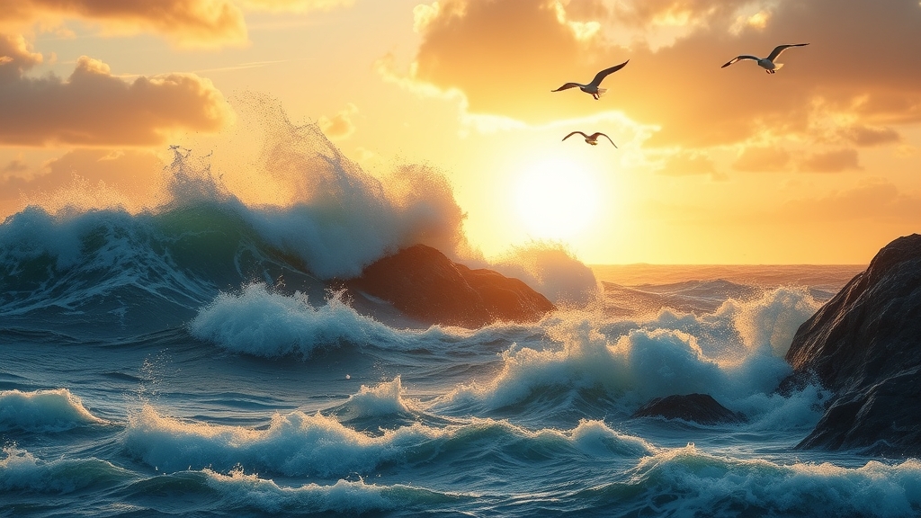 Sunset Ocean Waves